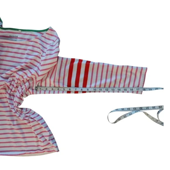 Boden Ella Long Sleeved Breton Top Ivory, Red, and Party Pink - Picture 13 of 13